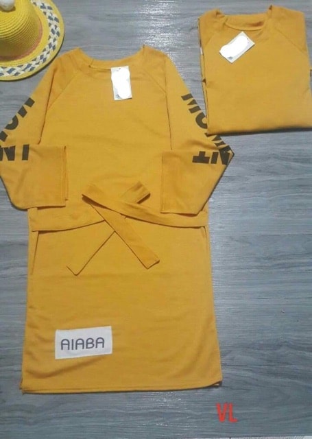 Đầm suông thắt eo tay dài Moment