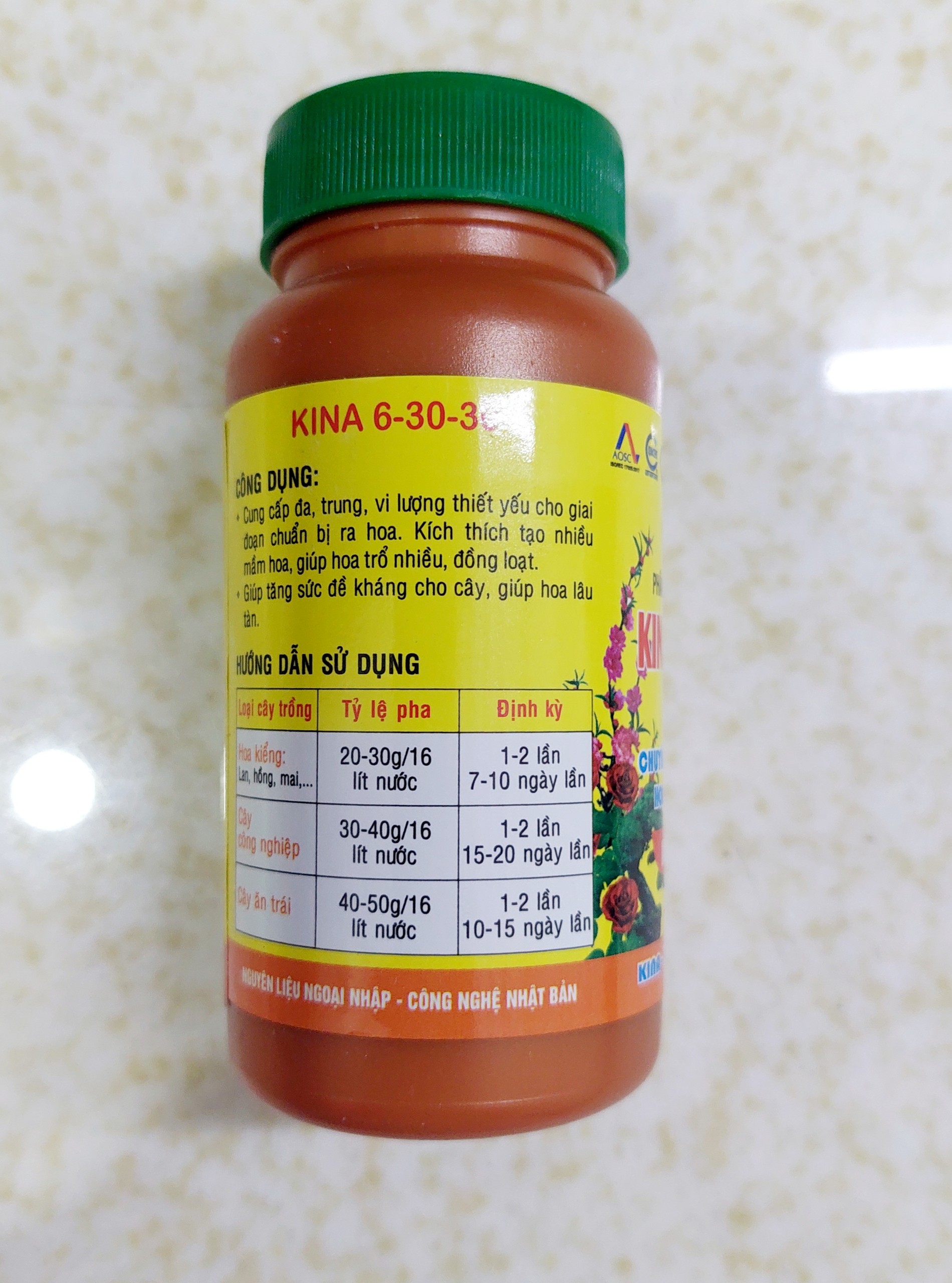 [HCM]Phân Bón Lá NPK KINA 6-30-30 + TE hũ 100gr