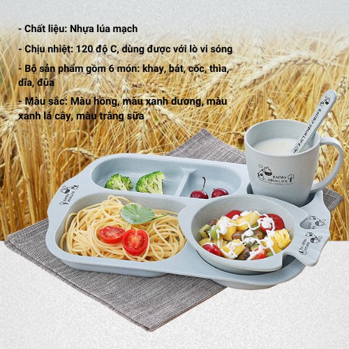 Khay ăn dặm bằng lúa mạch kiểu Nhật, Bộ ăn dặm 6 món dành cho bé