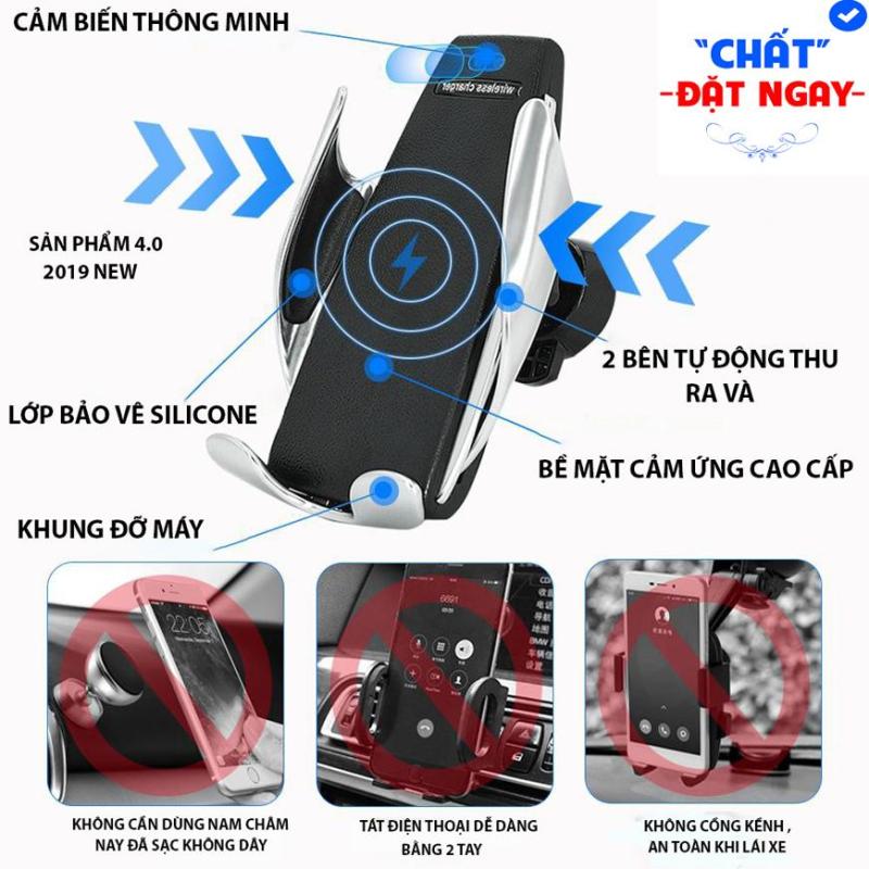 Bộ Sạc Nhanh Điện Thoại Cảm Biến Không Dây, Giá Đỡ Kiêm Sạc Không Dây, Sạc Không Dây Cảm Ứng S5, Dễ Dàng Nhấc Điện Thoại Bằng Một Tay. Nút Bấm Cảm Ứng - Sự Hài Lòng Của Bạn Là Đam Mê Của Chúng Tôi