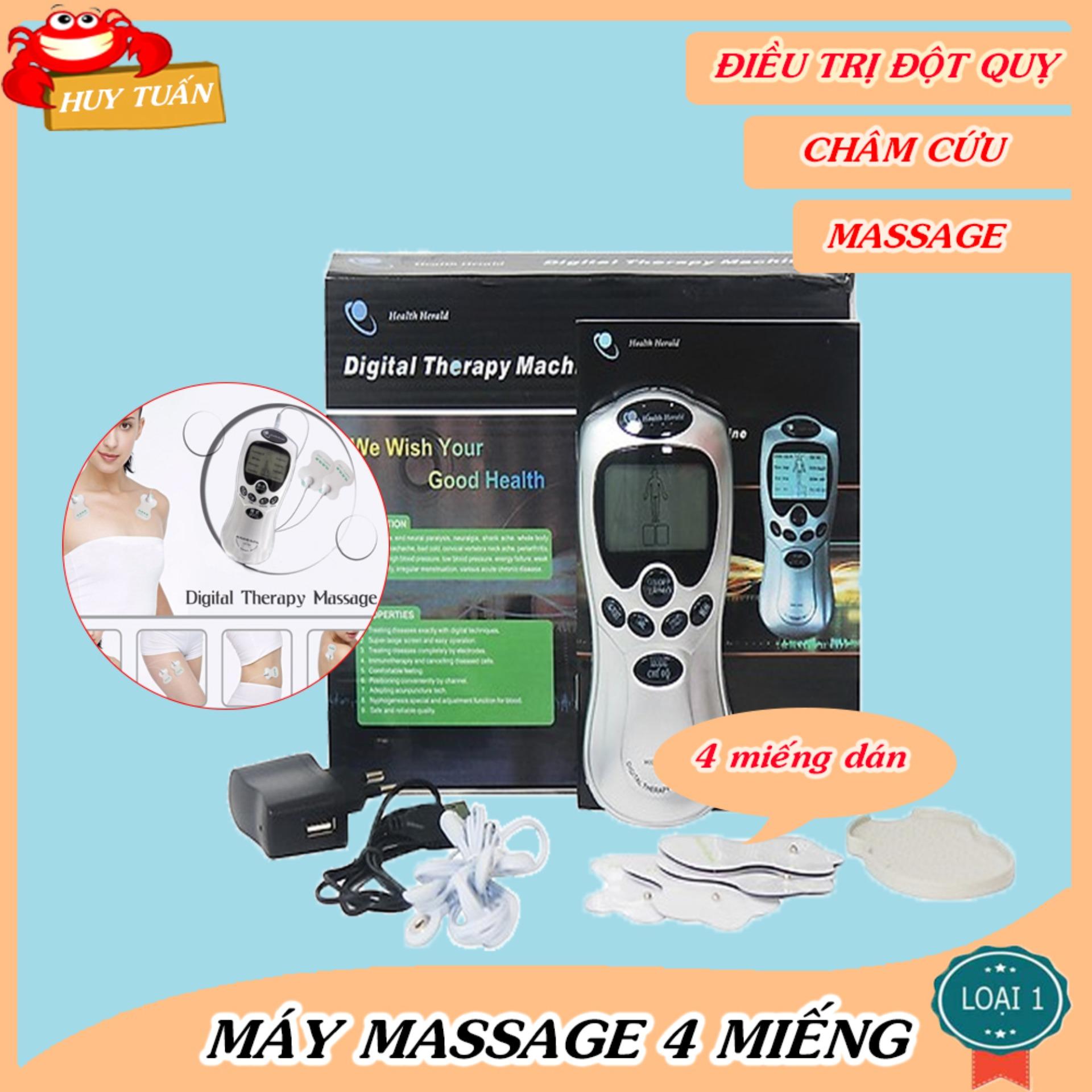 Máy mát sa trị liệu 4 miếng dán + Free 1 móc khóa huýt sáo (Đỏ)