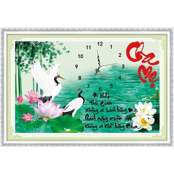 Tranh thêu chữ thập cha mẹ dlh-222766