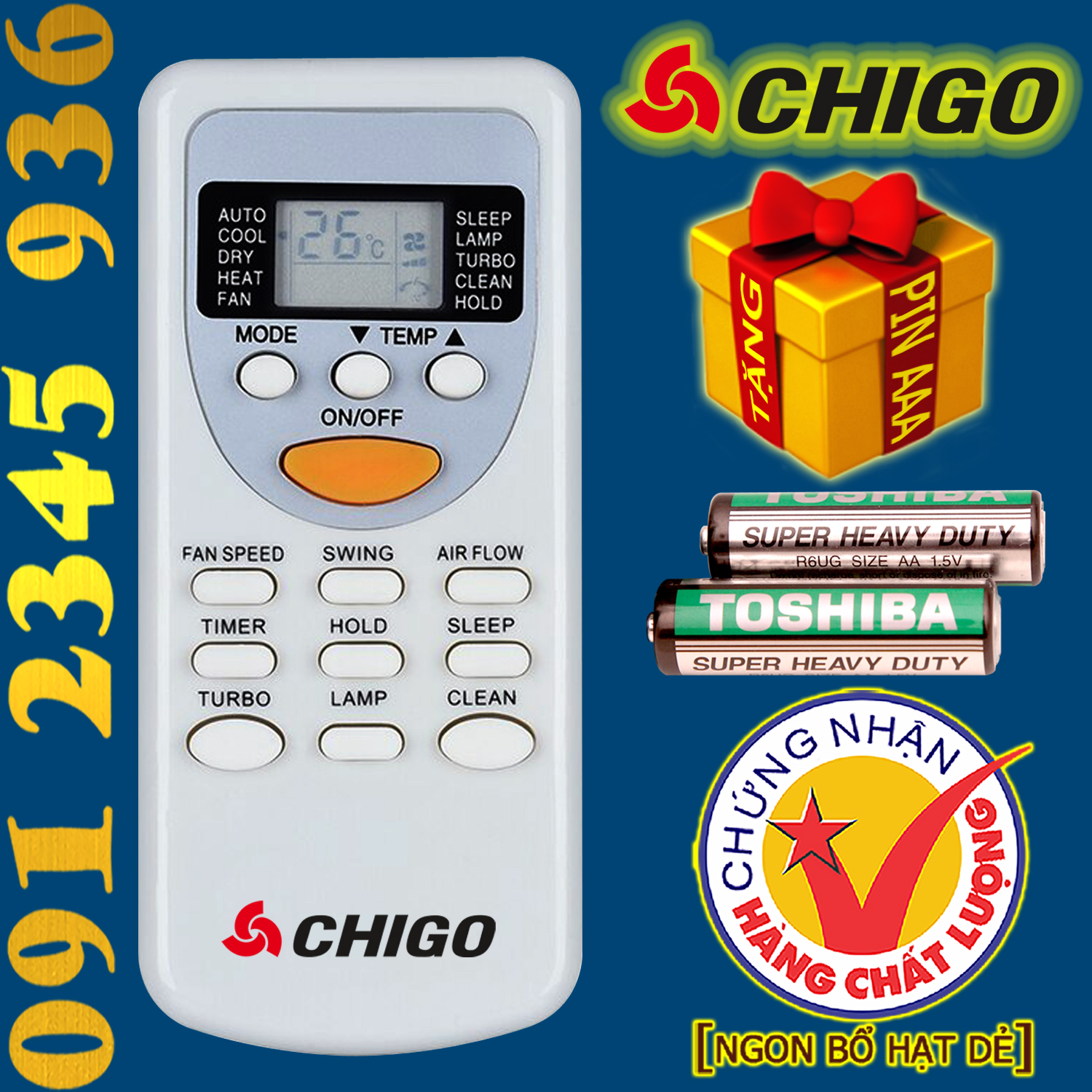 Điều khiển CHIGO cho điều hòa.
