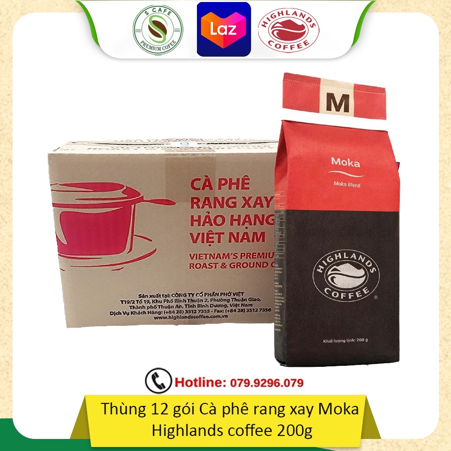 Combo 3 gói Cà phê Rang xay Moka Highlands Coffee 200g