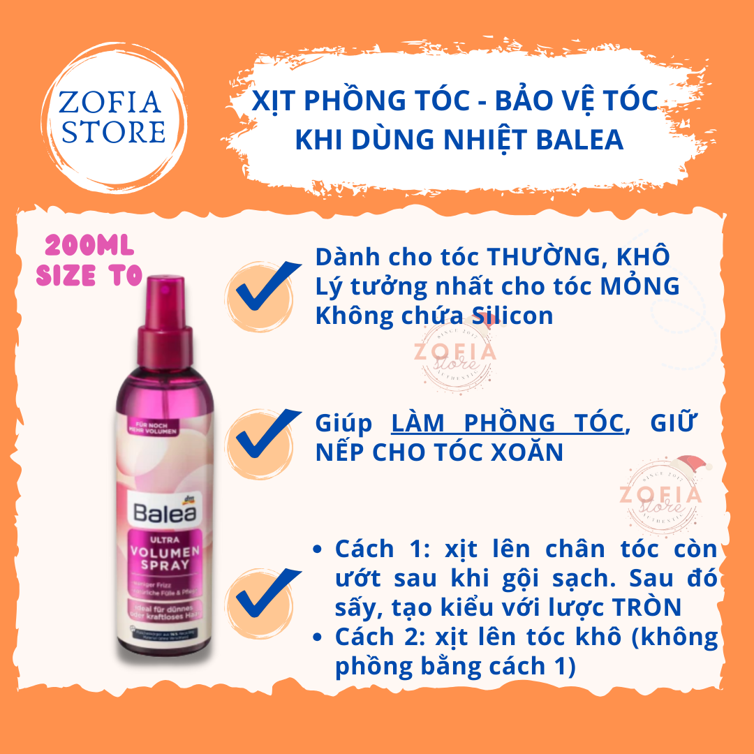 Xịt phồng tóc giữ nếp Balea Đức