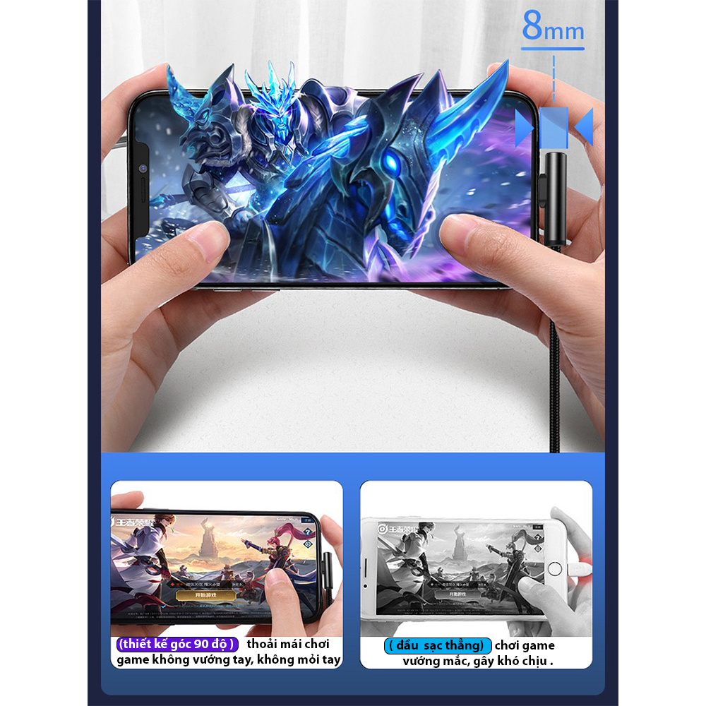 [XU HƯỚNG] Cáp sạc nhanh IPhone kiểu mới, cáp sạc nhanh IPhone đầu ngang