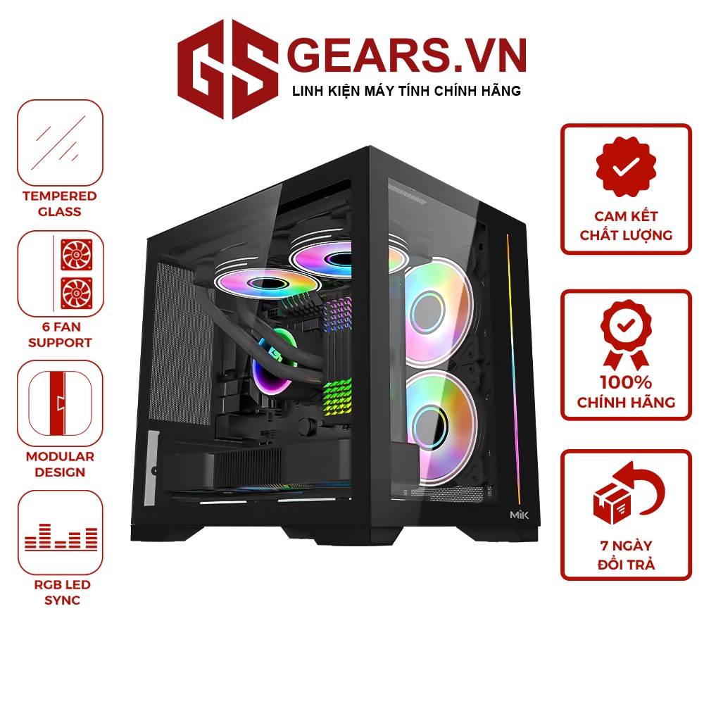 Case máy tính Mik Lv12 Mini Elite hỗ trợ mainboard M-ATX, ITX - BLACK