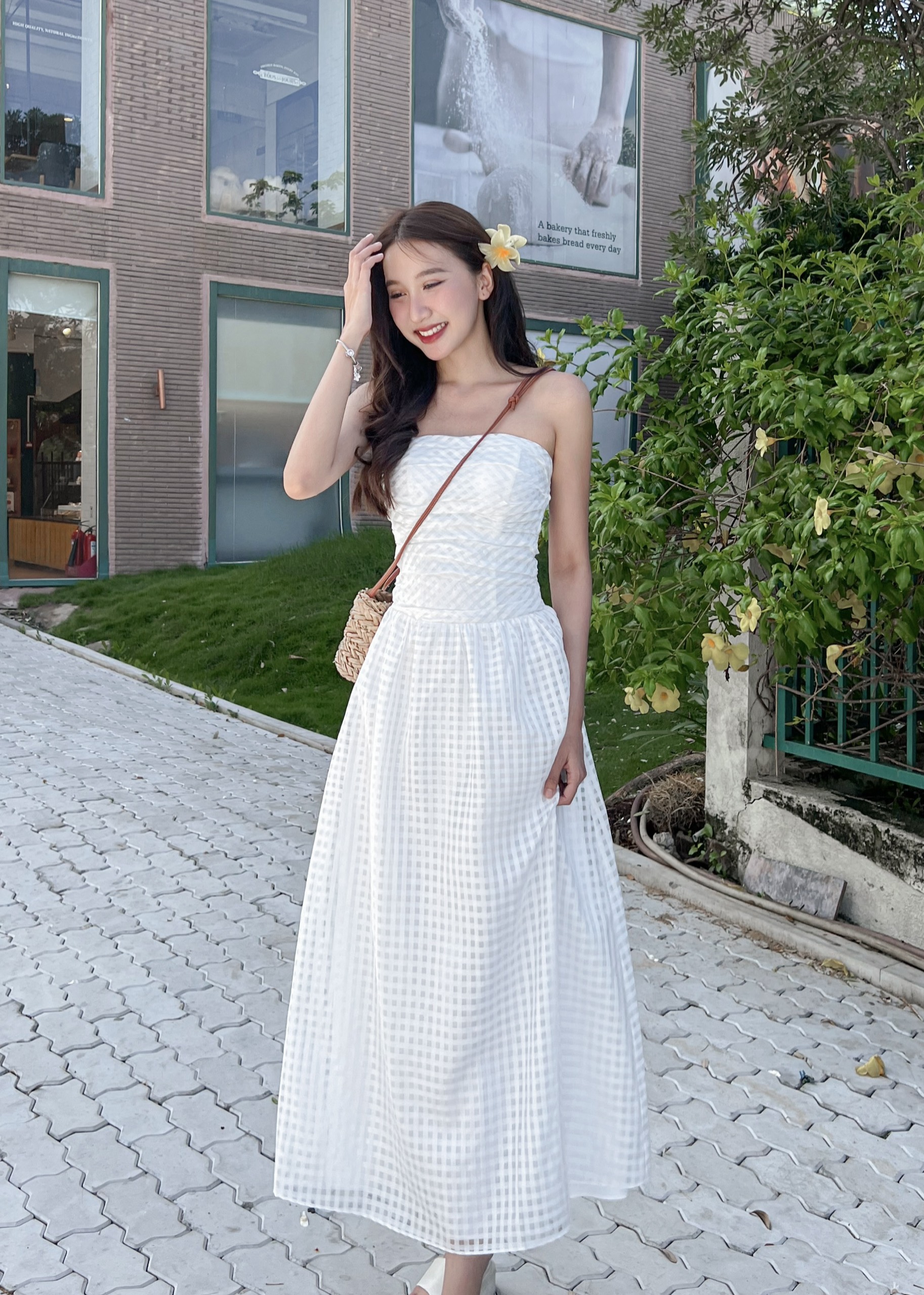 GOLA - Đầm HALONA - Đầm ống dài caro cúp ngực