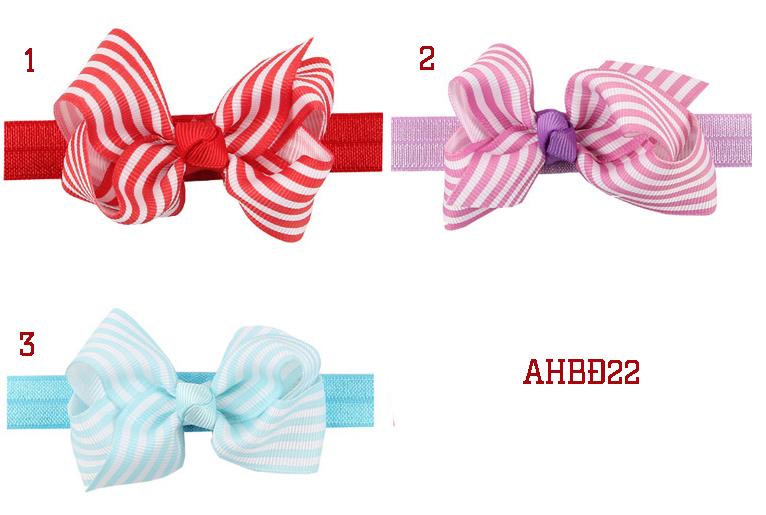 Băng đô nơ bé gái kẻ sọc chọn mẫu (AHBĐ22)