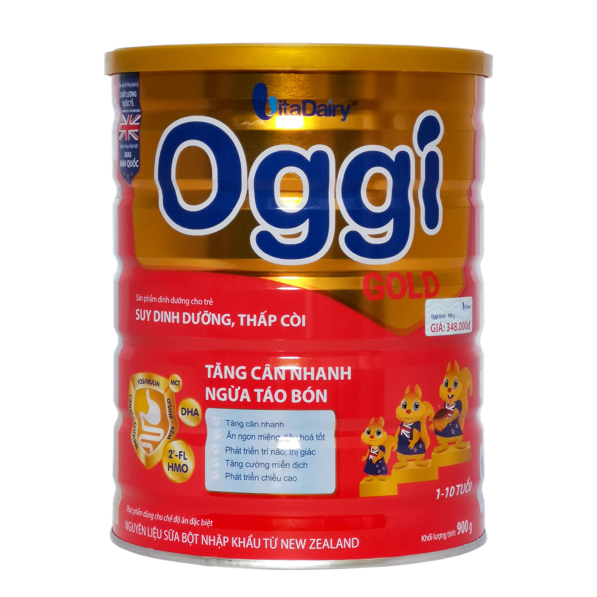 Sữa Bột VitaDairy Oggi Gold Hộp 900g (Sản phẩm dinh dưỡng cho trẻ SUY DINH DƯỠNG, THẤP CÒI, từ 1~10 tuổi)