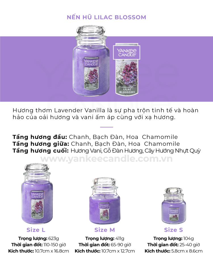 Nến hũ Yankee Candle size L - Lilac Blossoms