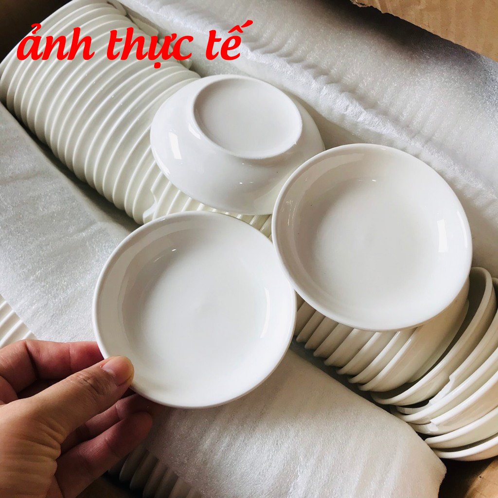 Chén sứ nhỏ muối chấm bánh bèo bi đường kính 9.5cm độ cao 2.2cm màu trắng gốm sứ cao cấp dieulinhshop
