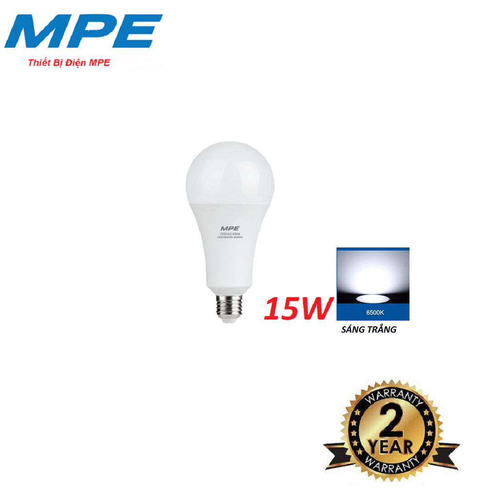 Bóng đèn led bulb 15w đui e27 hàng chính hãng mpe model:lbd-15