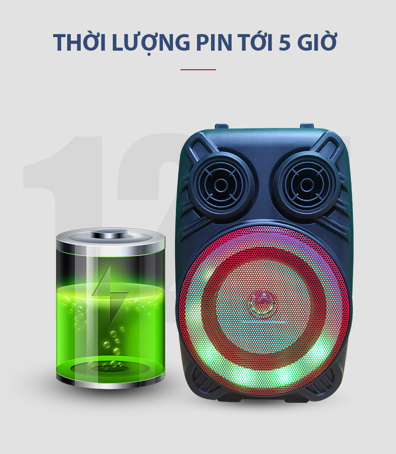Loa Bluetooth Karaoke Bluetooth 1206 Tiện lợi Âm to Bass Mạnh Cực đã- Loa bluetooth không dây giá rẻ- Loa Karaoke Tại Nhà Thiết Kế Bắt Mắt