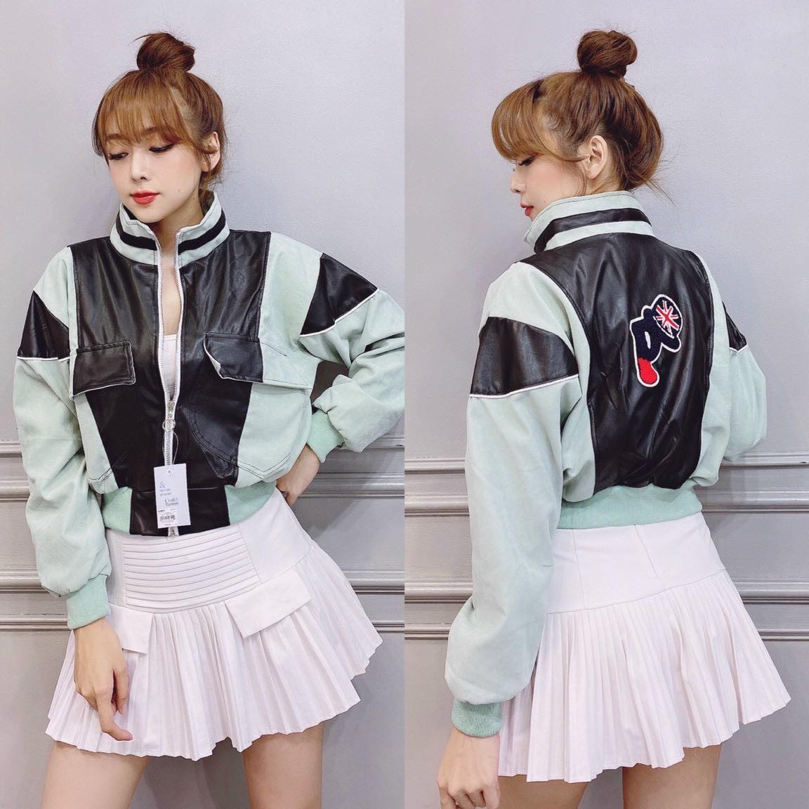 Áo khoác thời trang nhung phối da cá tính style bánh bèo áo gió áo vnxk