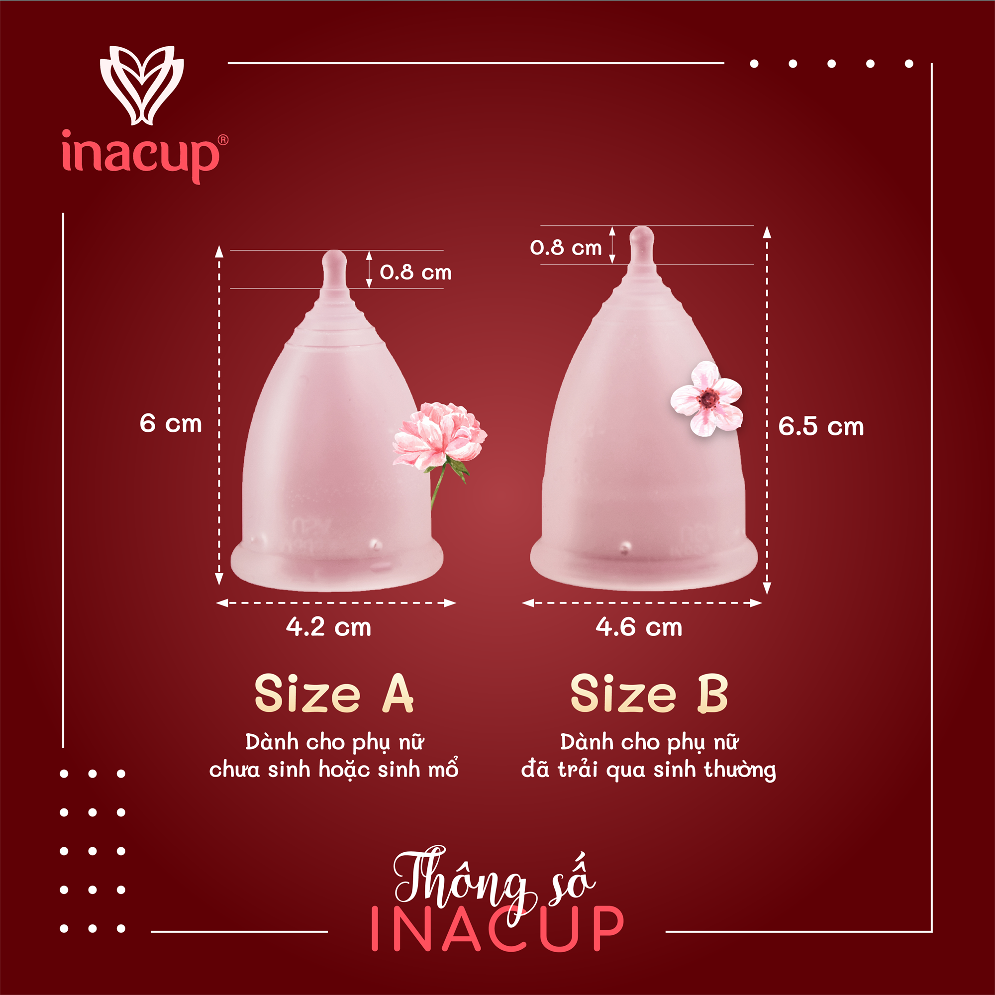 Cốc nguyệt san Inacup ( Size A : 4,2cm )