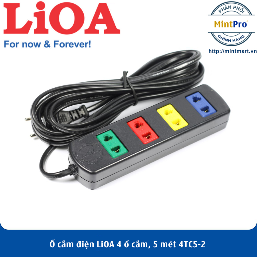 Ổ cắm điện LiOA 4 ổ cắm, 5 mét 4TC5-2 - Hàng Chính Hãng