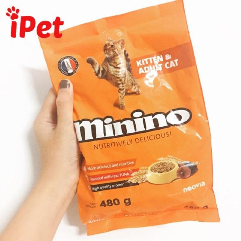 Thức Ăn Hạt Khô Minino Vị Cá Ngừ Cho Mèo Mọi Lứa Tuổi 480g- iPet Shop