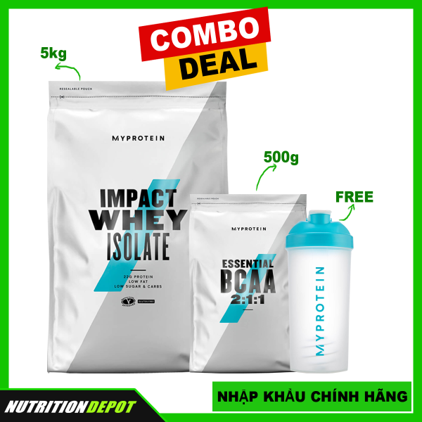Combo Myprotein 03| Impact Whey Isolate 5kg và BCAA 500g Myprotein + tặng bình lắc - Nutrition Depot