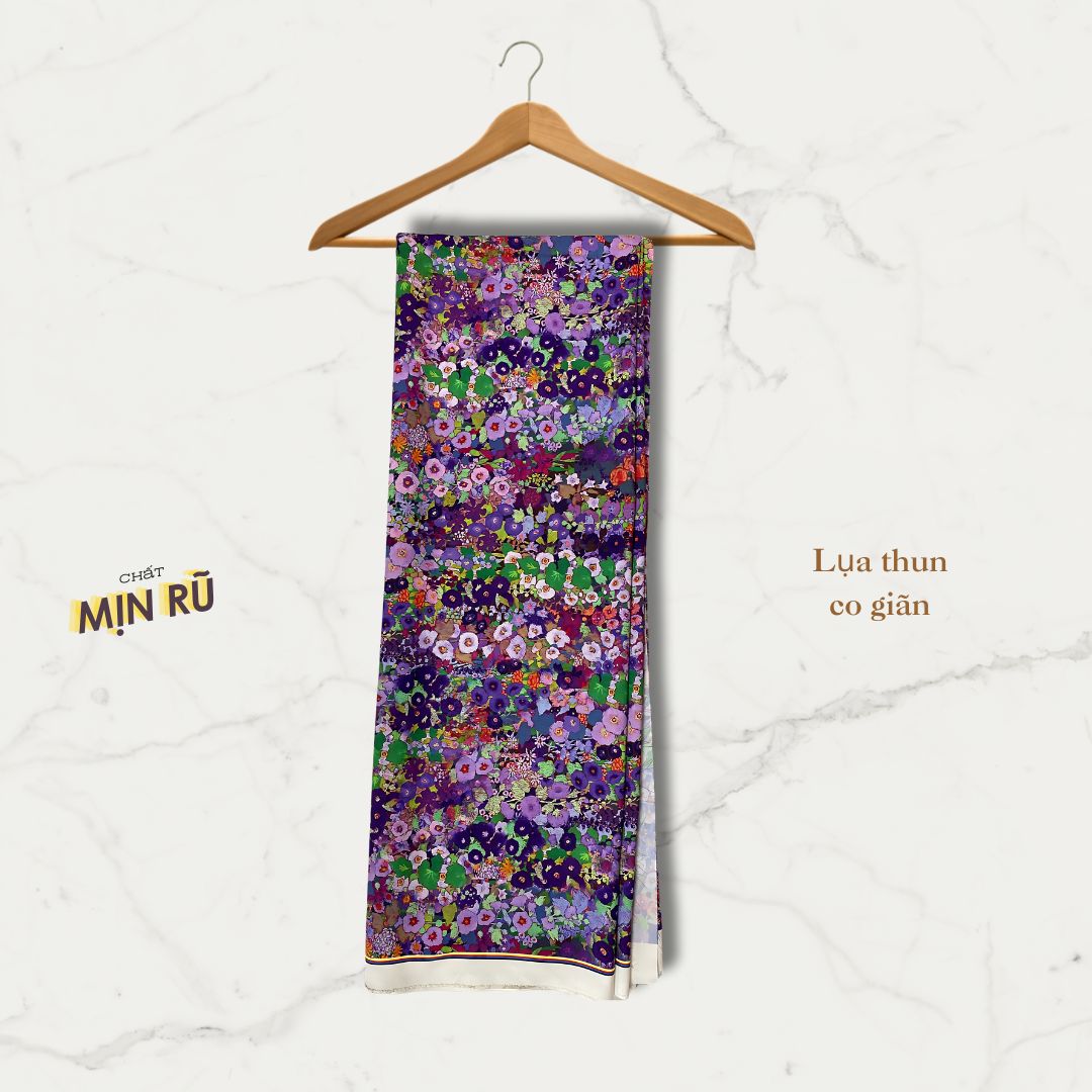 Vải lụa ngọc mai hoa chất co giãn mịn rũ MS3325