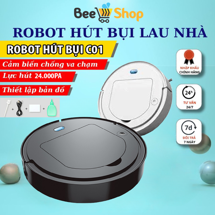 Robot hút bụi lau nhà tự động, robot hút bụi thông minh, máy hút bụi gia đình, robot hút bụi 3in1 quét hút lau sàn cùng nút, chống va chạm, tiếng ồn thấp, sức hút mạnh hút sạch mọi bụi bẩn