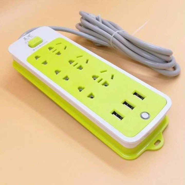 Ổ điện dài, xanh lá cây có cổng USB