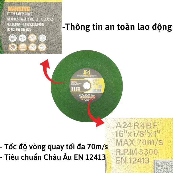 5 viên ĐÁ CẮT SẮT 400 | Đá cắt K1 xanh 405 | Đá cắt sắt phi 400