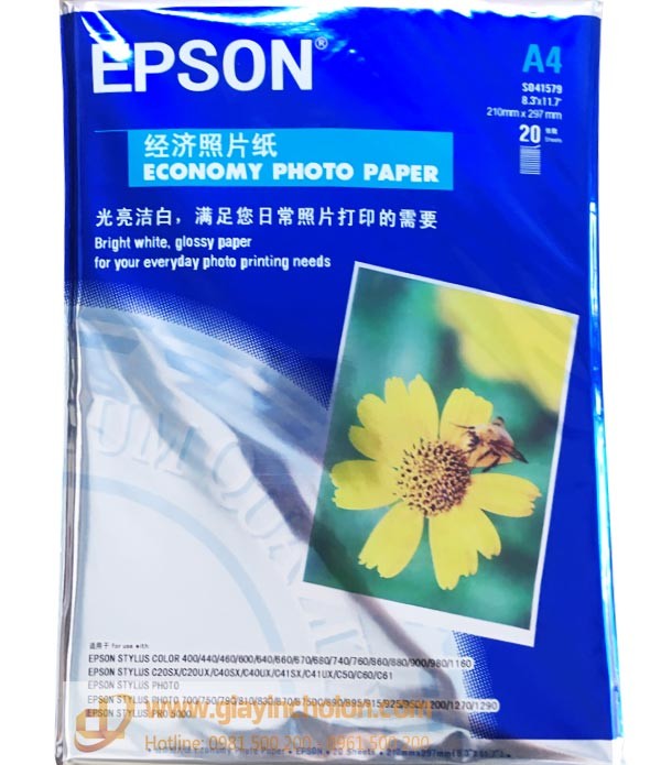 Giấy in ảnh 1 mặt EPSON -A4 ( 20 tờ )