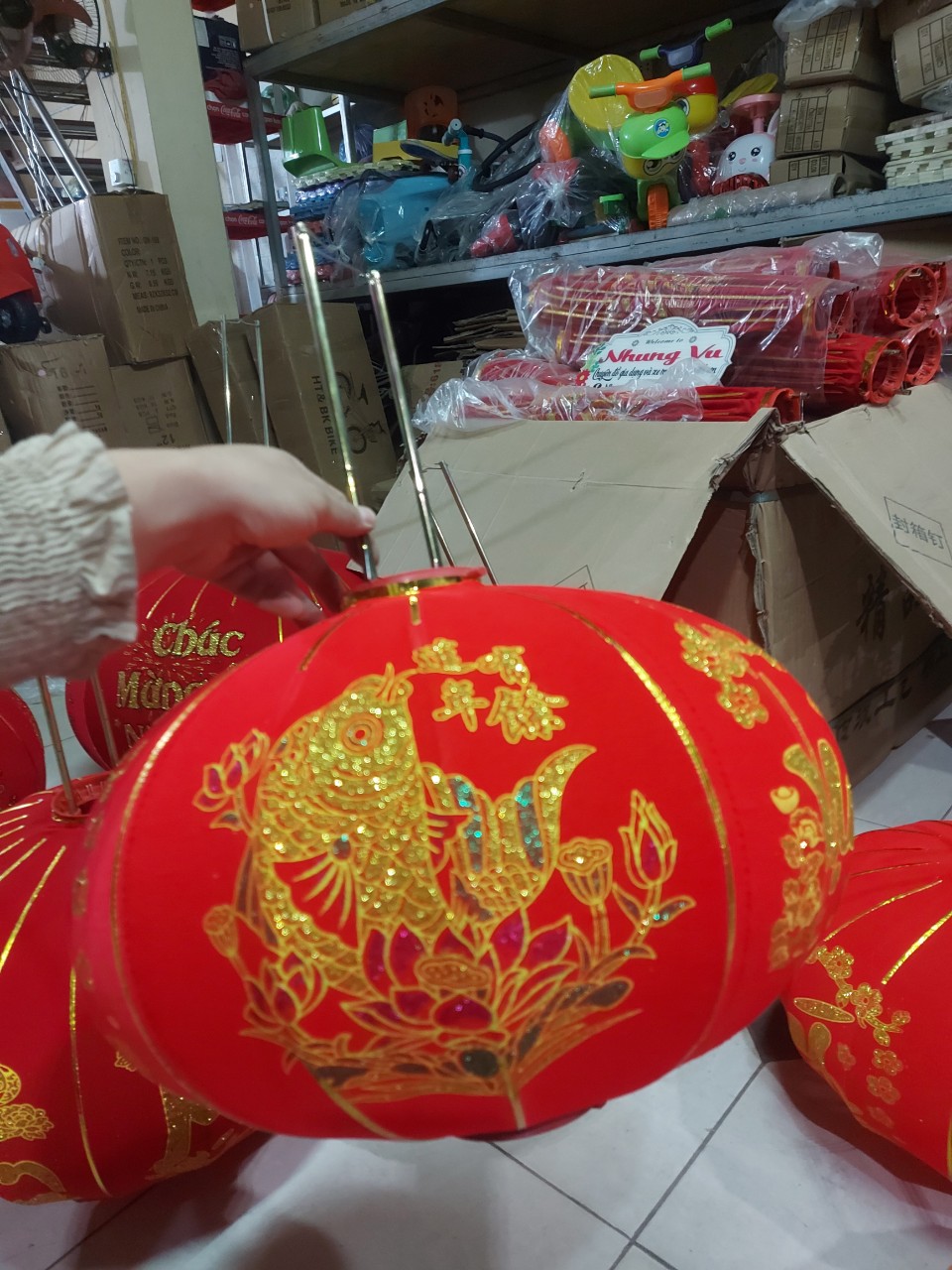 ĐÈN LỒNG TREO TẾT HÀNG CAO CẤP 2 ĐẾ LOẠI 100CM.