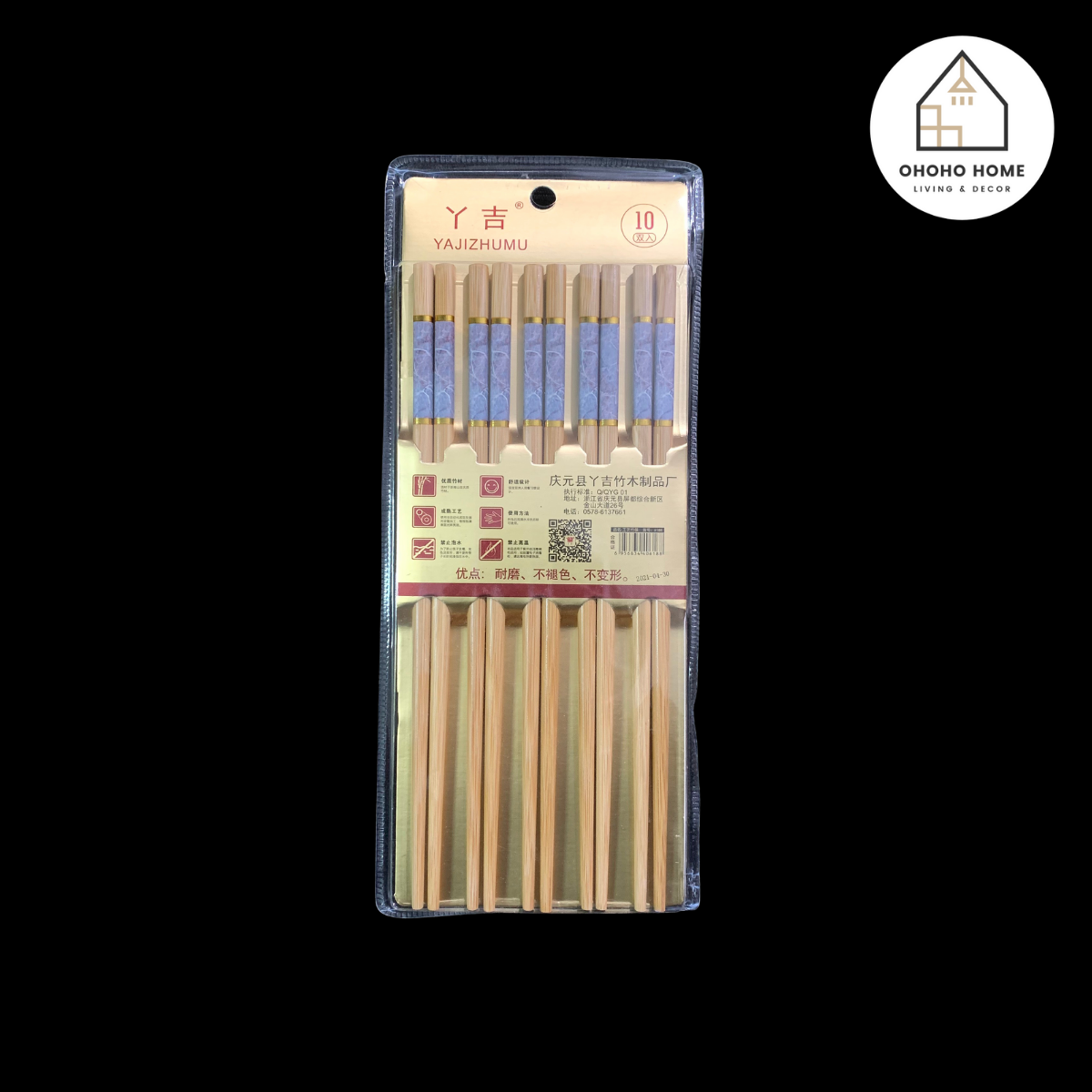 Set 10 Đôi Đũa Tre Vân Đá Bền Đẹp - OHOHO HOME
