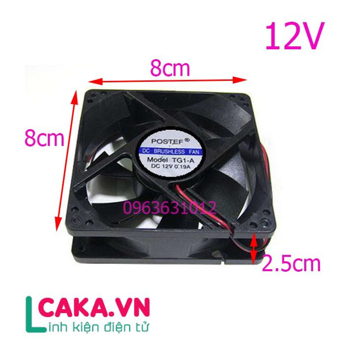 Quạt tản nhiệt 12v 8x8x2.5cm, quạt 12v 8x8