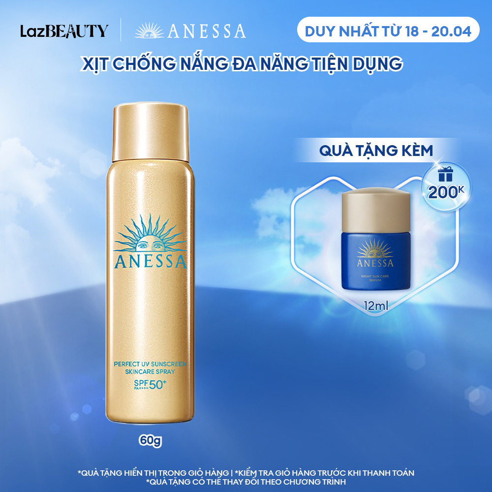 Kem chống nắng dạng xịt dưỡng da bảo vệ hoàn hảo ANESSA Perfect UV Sunscreen Skincare Spray SPF 50+ PA++++ 60g