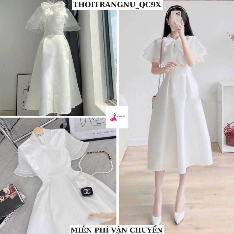 Đầm công chúa cổ nơ dáng dài ,váu công chúa voan tơ cổ nơ 2 lớp dáng dài ,váy tiểu thư tay bồng voan 2 lớp dáng dài ,maxi voan 2 lớp tay bông ,maxi voan dáng dài đầm tiểu thư sang chảnh THOIWTRANGNU_QC9X ,đầm tiểu