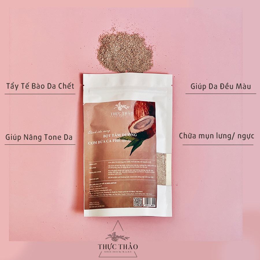 BỘT TẮM DƯỠNG CƠM DỪA CÀ PHÊ ĐẬU ĐỎ