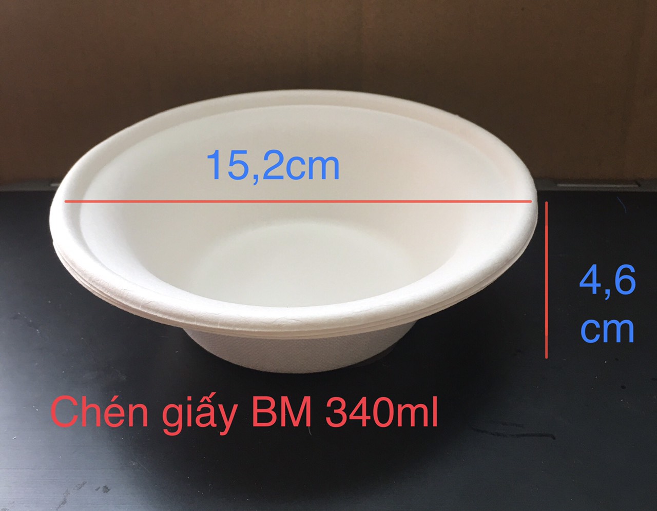 Chén giấy bã mía 340ml (10 cái/ 1 túi)