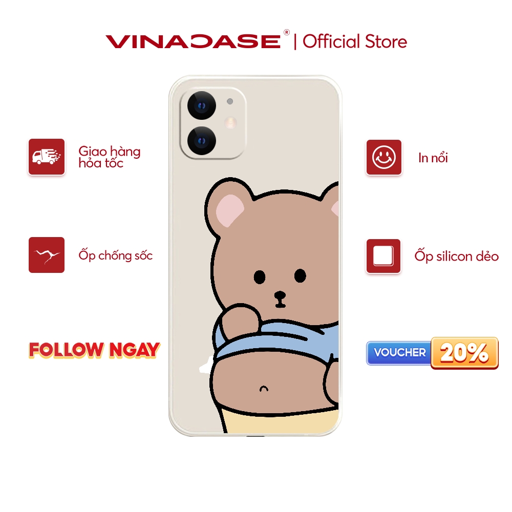 Ốp lưng Vina Case Iphone 6S/6 Plus/7G/8G/X/Xs/11/12/....dẻo cạnh vuông bảo vệ camera hình Thỏ Gấu Bụng Bự