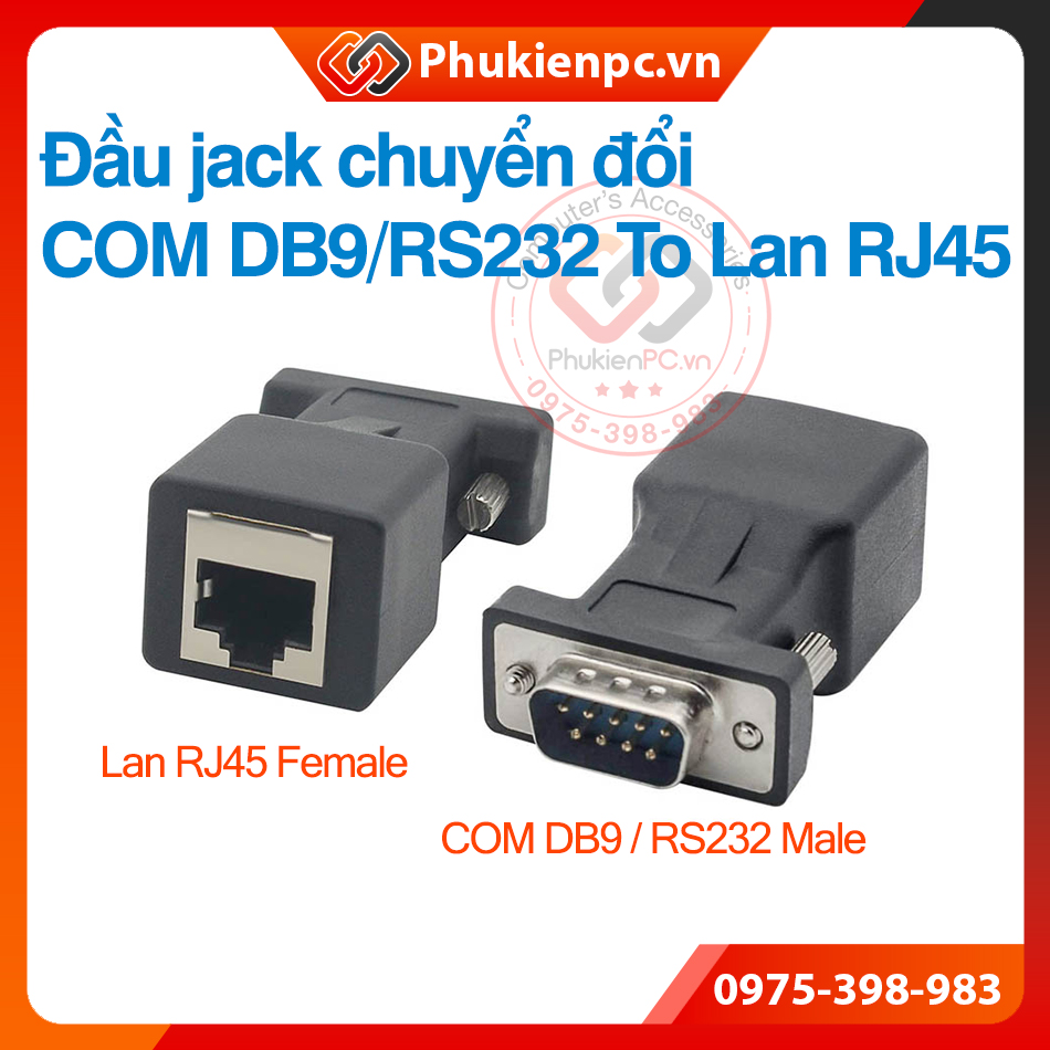 DB9 male, female to RJ45 Lan converter for LAN cord to VGA com cable for CNC industrial machine, PLC, medical machine