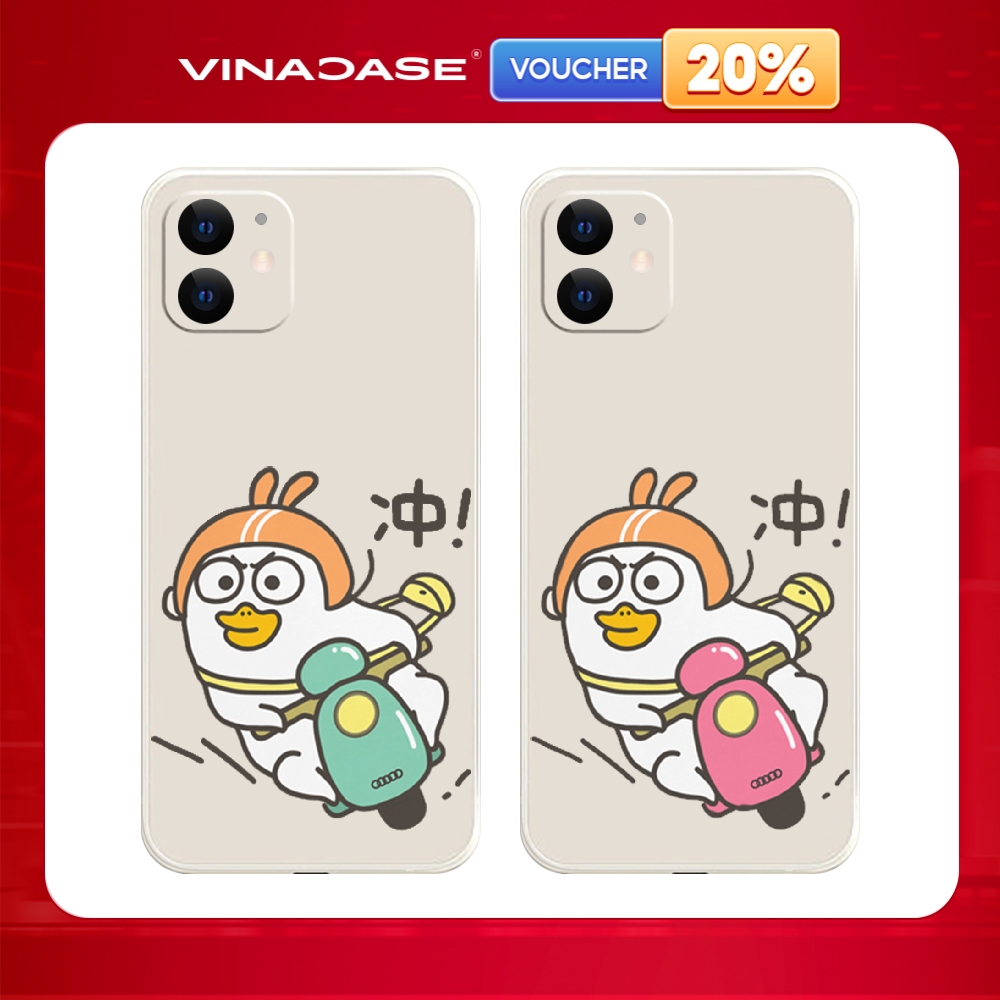 Ốp lưng Vina Case Iphone 6S/6 Plus/7G/8G/X/Xs/11/12/....dẻo cạnh vuông bảo vệ camera hình Vịt Chạy Xe