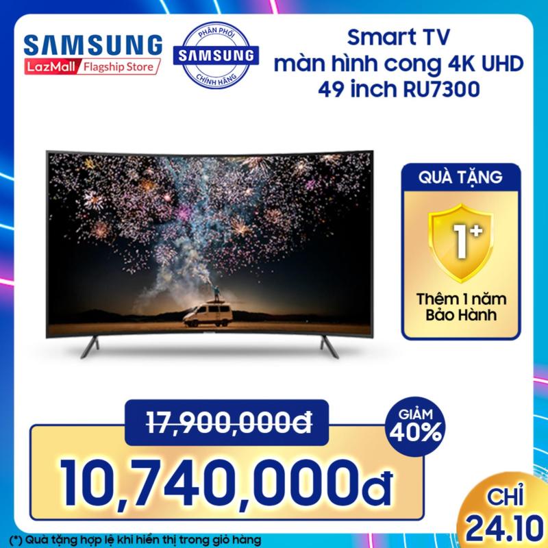 Bảng giá Smart TV Samsung màn hình cong 4K UHD 49 inch - Model UA49RU7300KXXV (2019) - Cải tiến màu sắc PurColor + Bộ xử lý hình ảnh 4K UHD, HDR (tương thích HDR10+) + Điều khiển Tivi bằng điện thoại - Hàng phân phối chính hãng.
