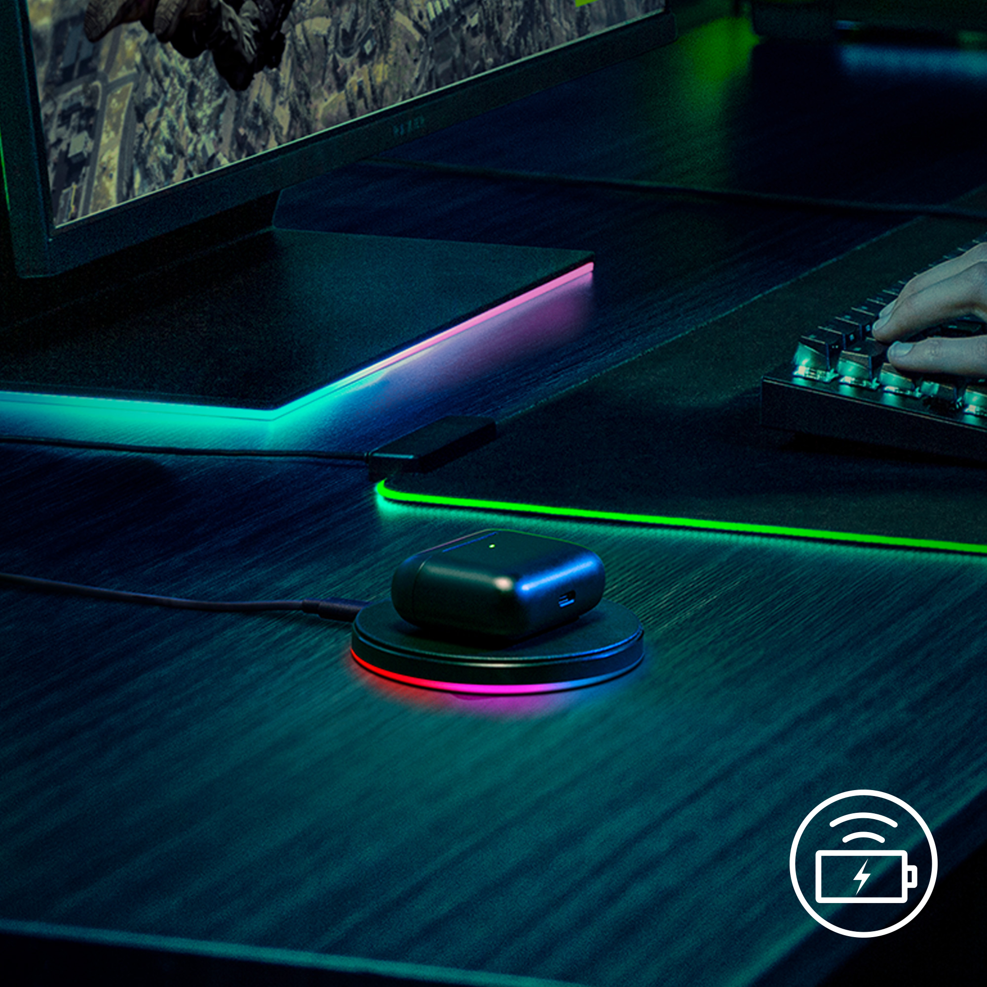 Razer Hammerhead Pro HyperSpeed True Wireless Gaming Earbuds with Razer Chroma™ RGB, Bluetooth (Tai nghe Bluetooth) | Adjustable ANC | Fast Wireless Charging Case | 30 Hr Battery | Bluetoot