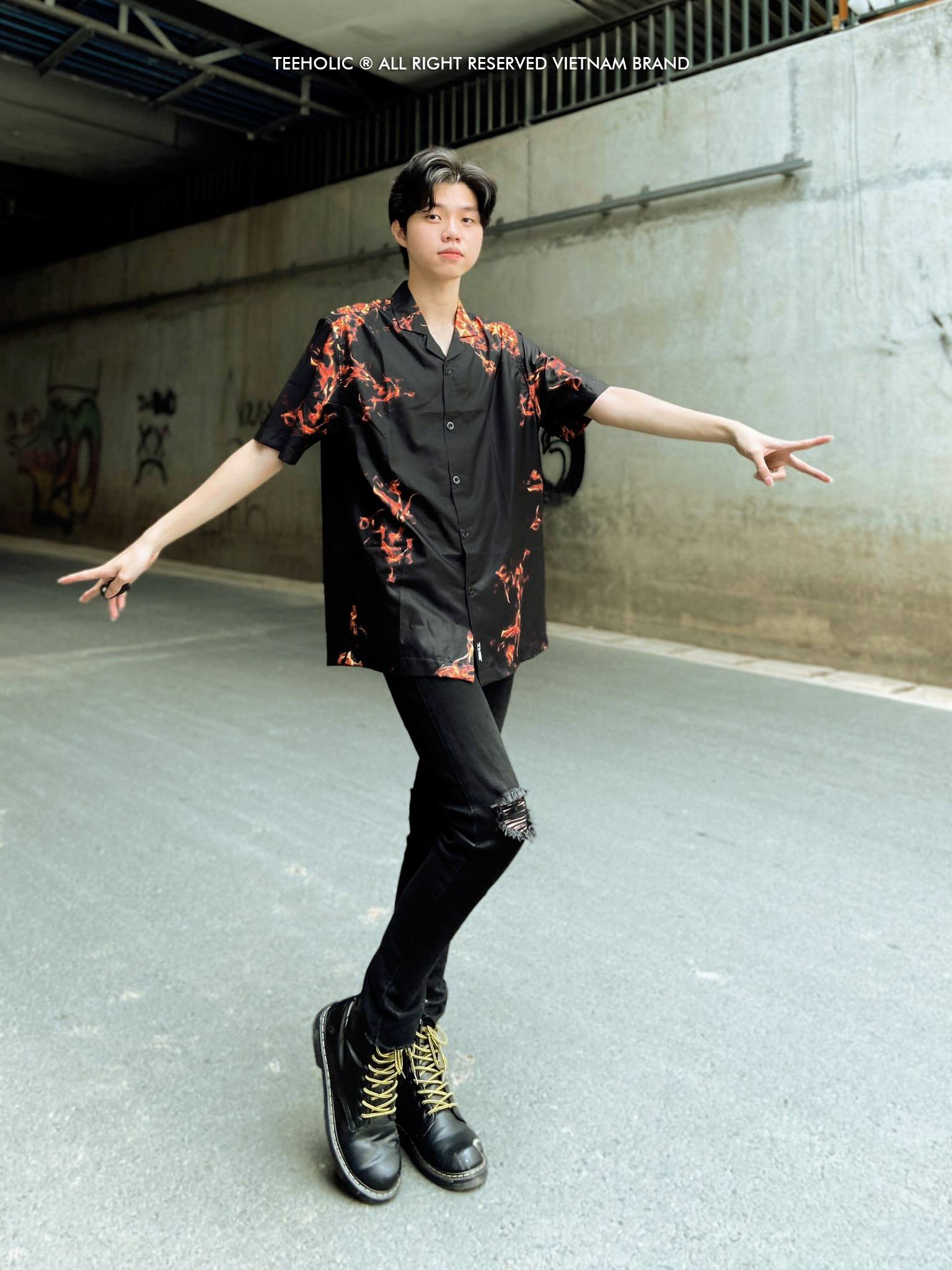 TEEHOLIC Áo Sơ Mi Unisex In Hình Lửa THS