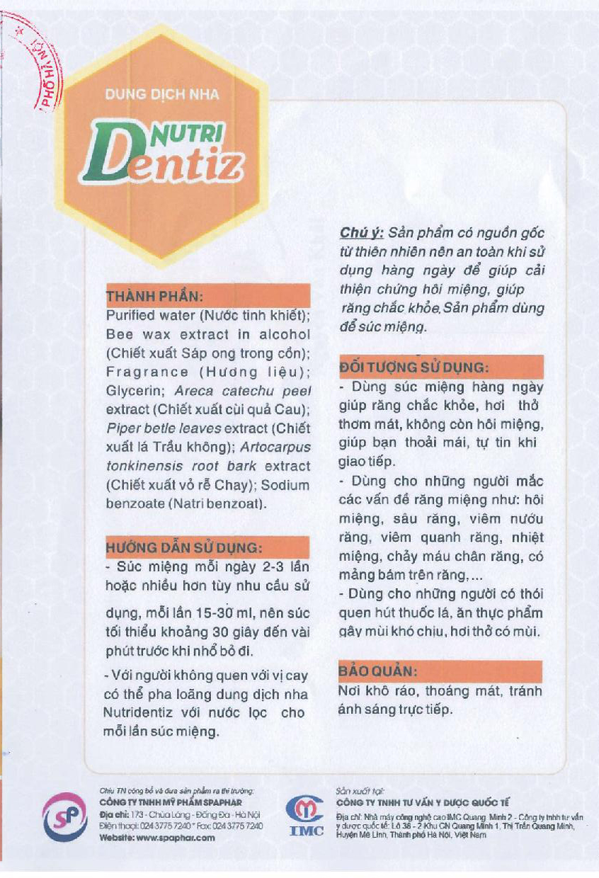 [HCM]NUTRIDENTIZ - Dung Dịch Nha Khoa Cho Răng Lợi Chắc Khỏe (Chai 250ml)