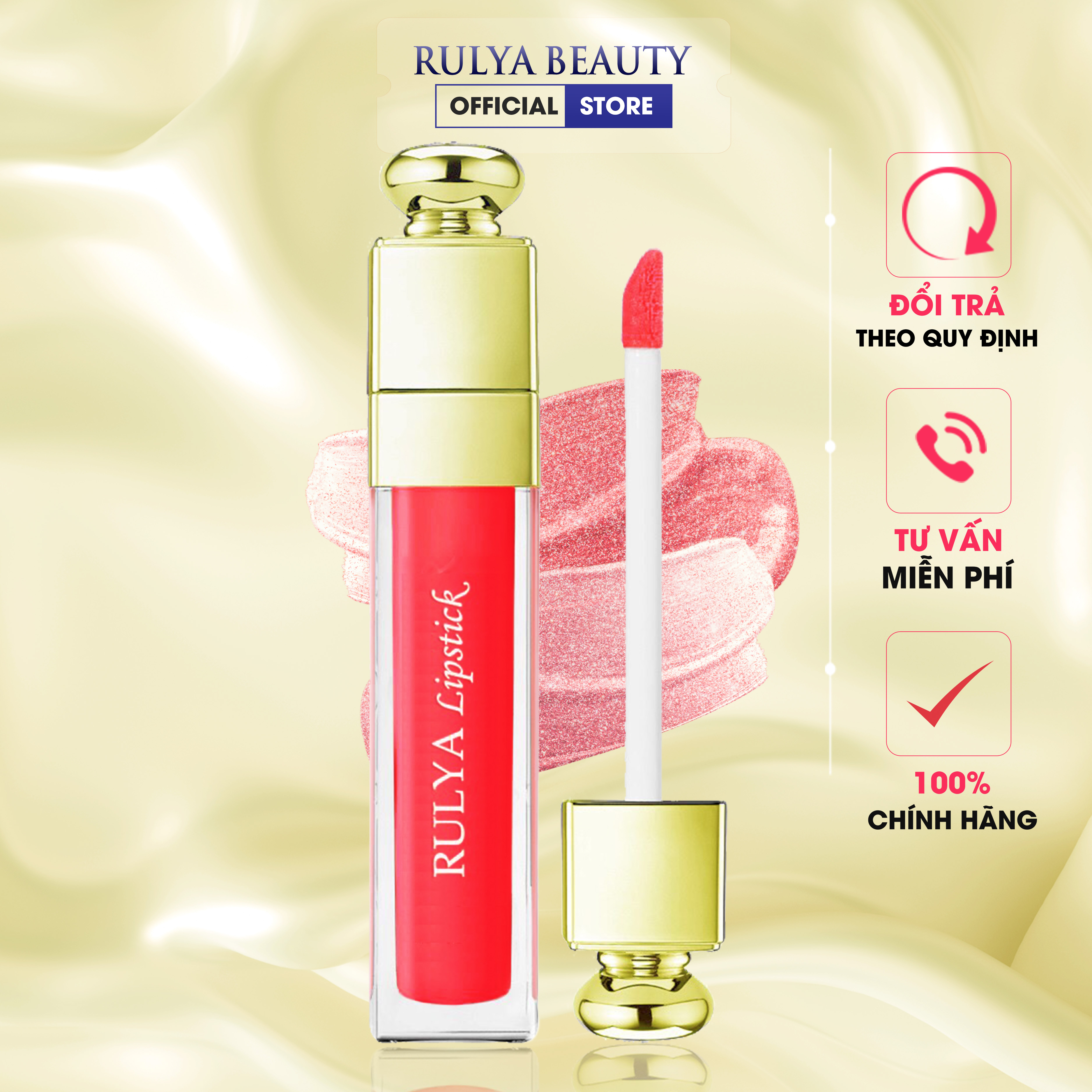 Son Kem Cao Cấp RULYA Lipstick Màu Đỏ Cam