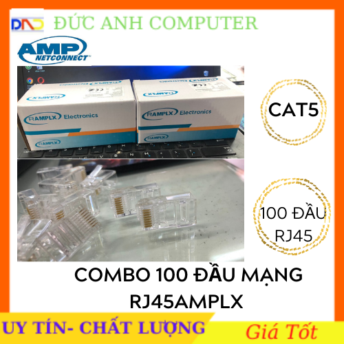 Hộp 100 Đầu mạng RJ45 AMP loại xịn hàng nhập khẩu ( tỷ lệ lỗi 1/1000)