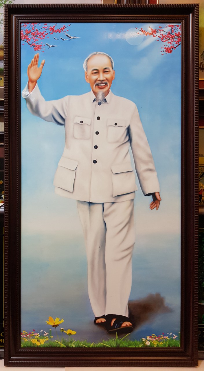 Tranh in dầu- Bác Hồ chào thân ái