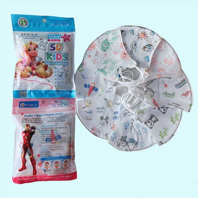 Freeship - COMBO 200 Chiếc Khẩu Trang 5D Trẻ Em  Chính Hãng (2-10 Tuổi) Lẻ