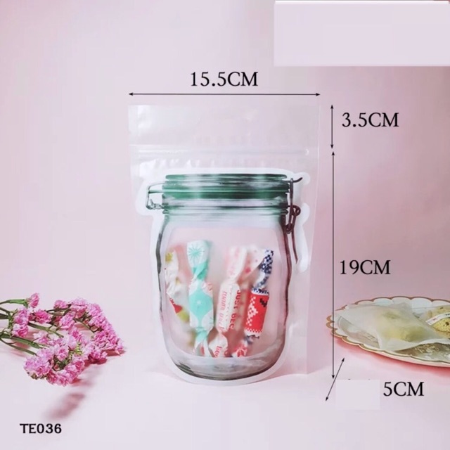 10 túi zip đựng bánh hình lọ thuỷ tinh