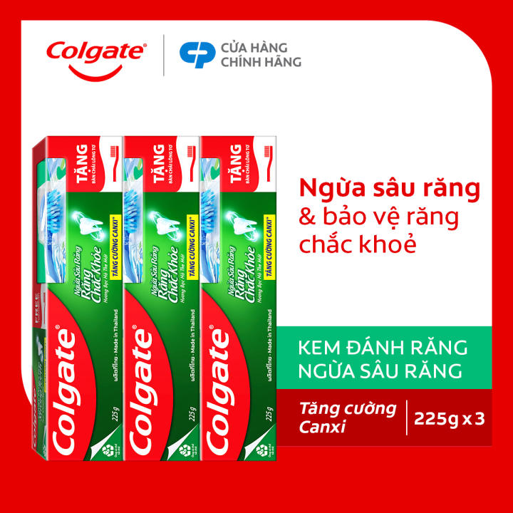 Bộ kem đánh răng Colgate ngừa sâu răng răng chắc khỏe 225g/tuýp