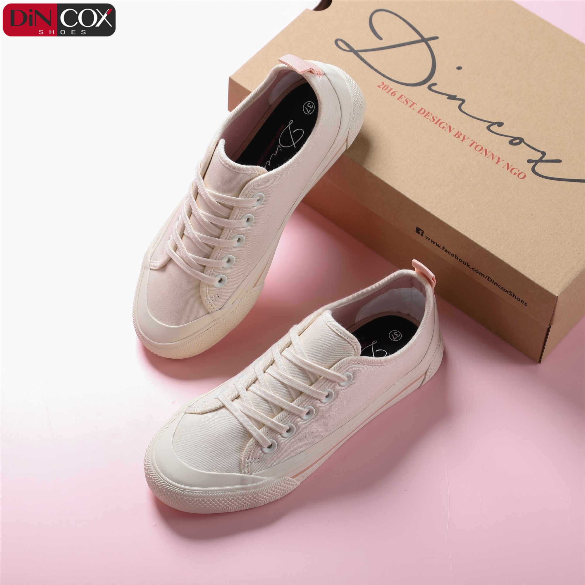 Giày Sneaker Nữ Vải Canvas Dincox C20 Off/White Sang Trọng Tinh Tế