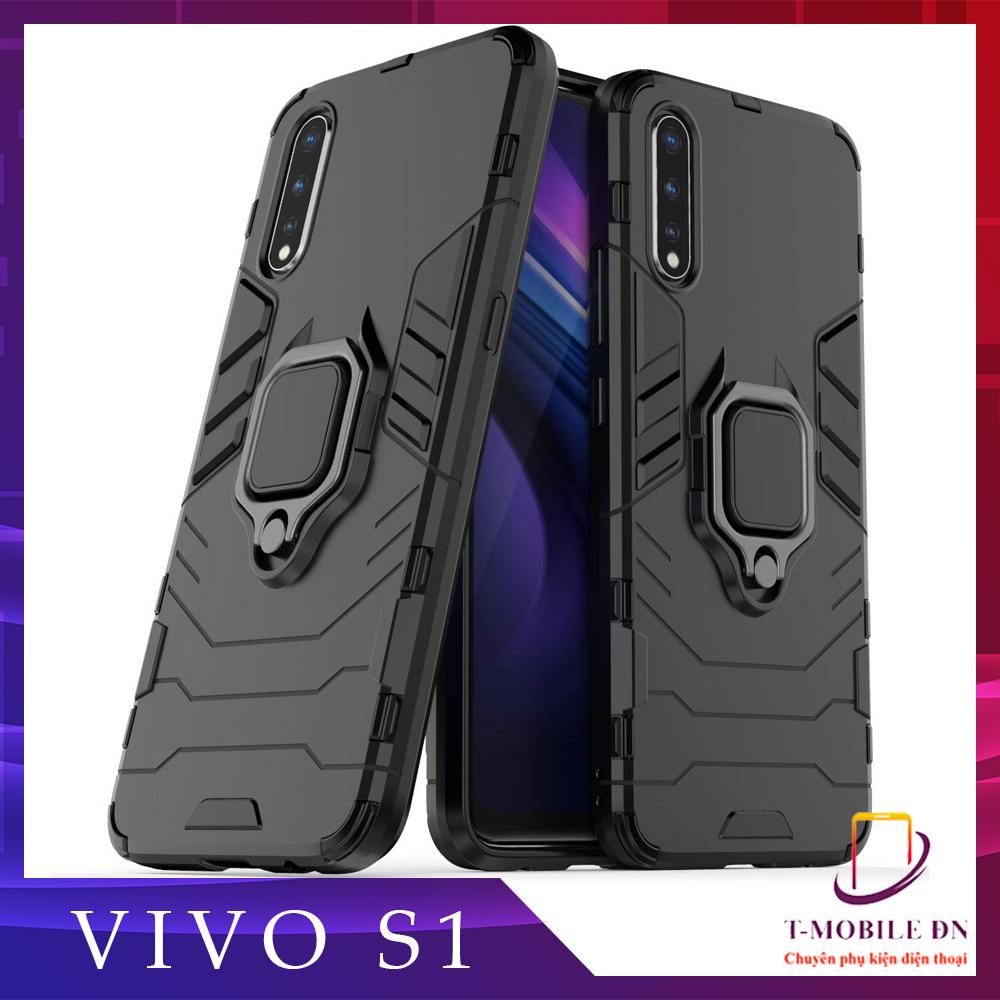 Ốp lưng Vivo S1 chống sốc iron man kèm nhẫn ring chống xem video tiện lợi
